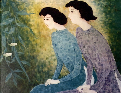 Thiếu nữ và Hoa Quỳnh, sơn dầu trên bố 40'' x 52'', 2000 -MC 10A